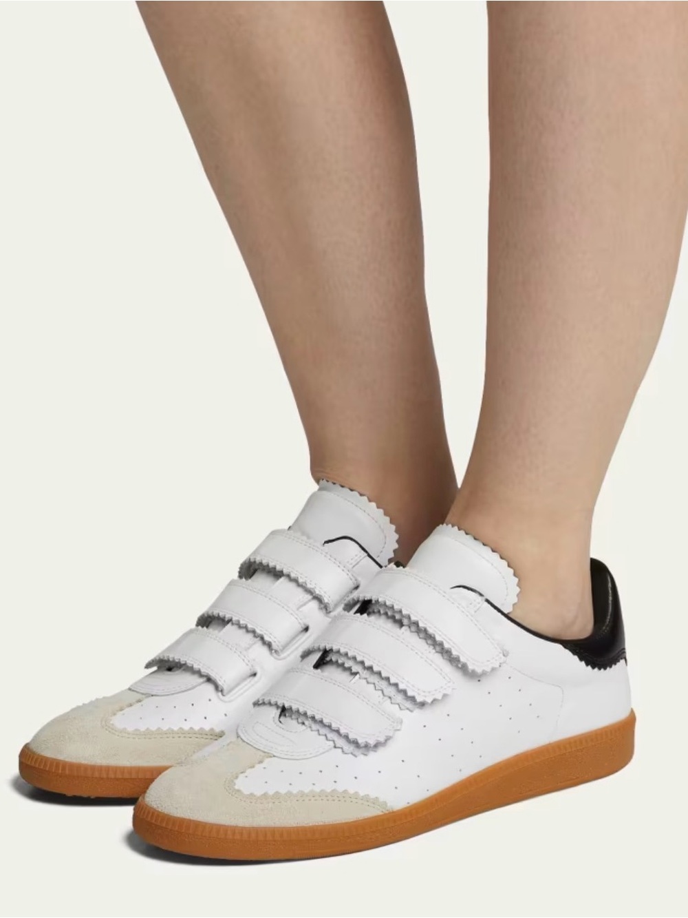 Isabel Marant Beth Velcro Strap White/Black Sneakers EUC Size EU 38